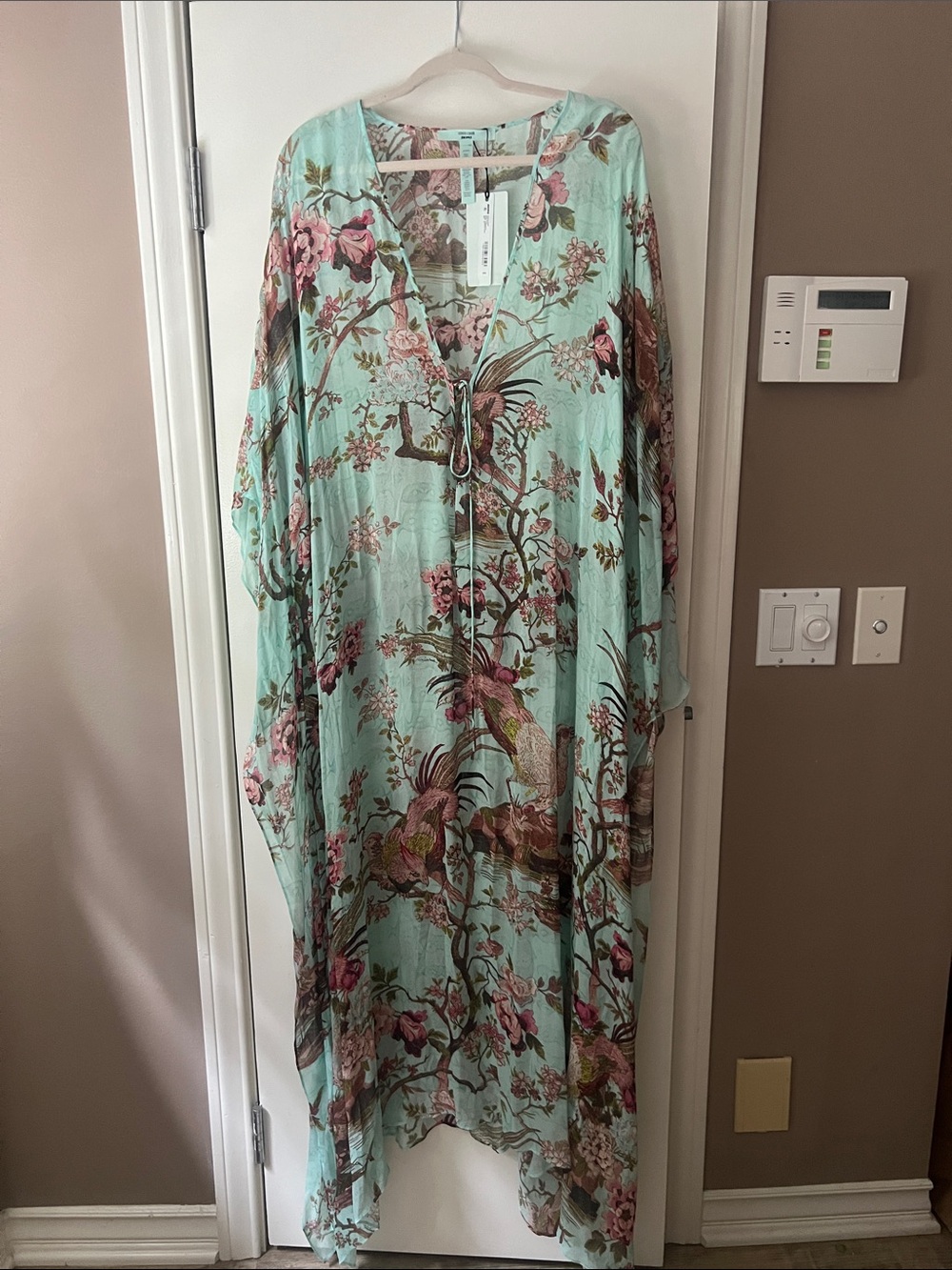 SKIMS Mint and Pink Floral Print Dress